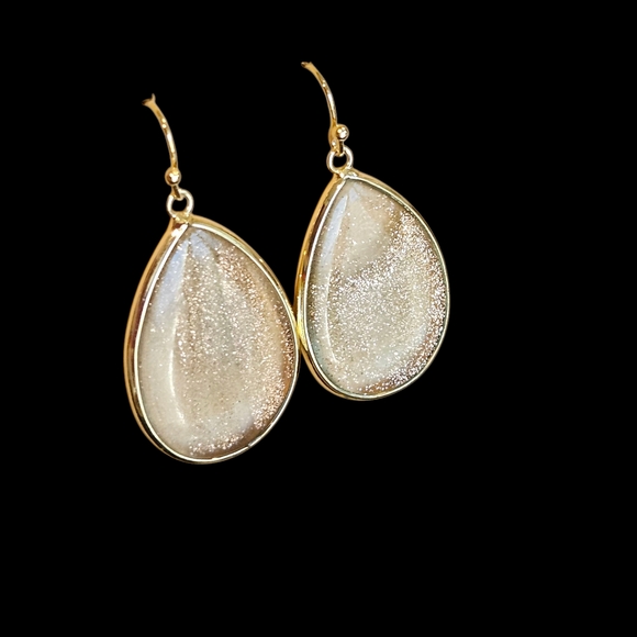 NWT - 18k Gold Celestial Glitter Teardrop Earrings - Picture 2 of 13